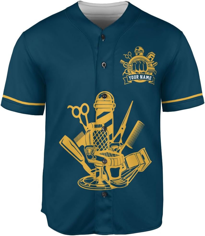 AOVL Personalized Barber Baseball Jersey Barber Shop Shirt Barber Gift Men Barber Professional Baseball Jerseys Hair Stylist
