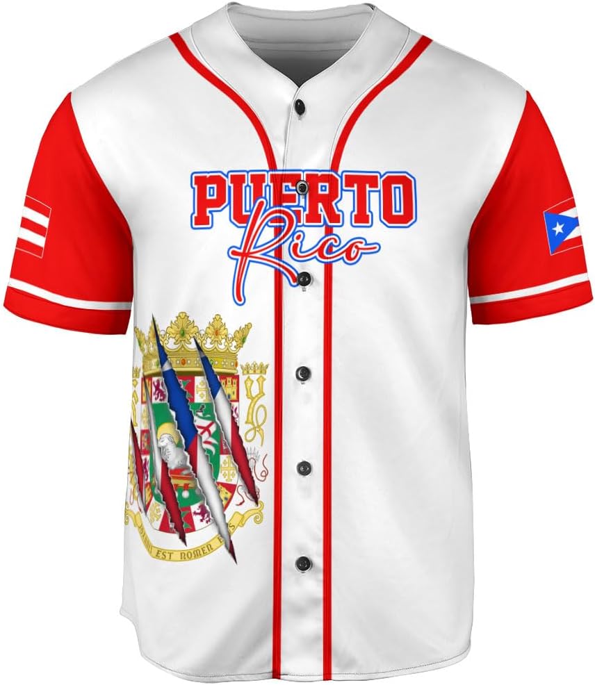 RoyalBro Personalized Puerto Rico Baseball Shirt - Custom Team Name, Puerto Rican Baseball Jersey for Men