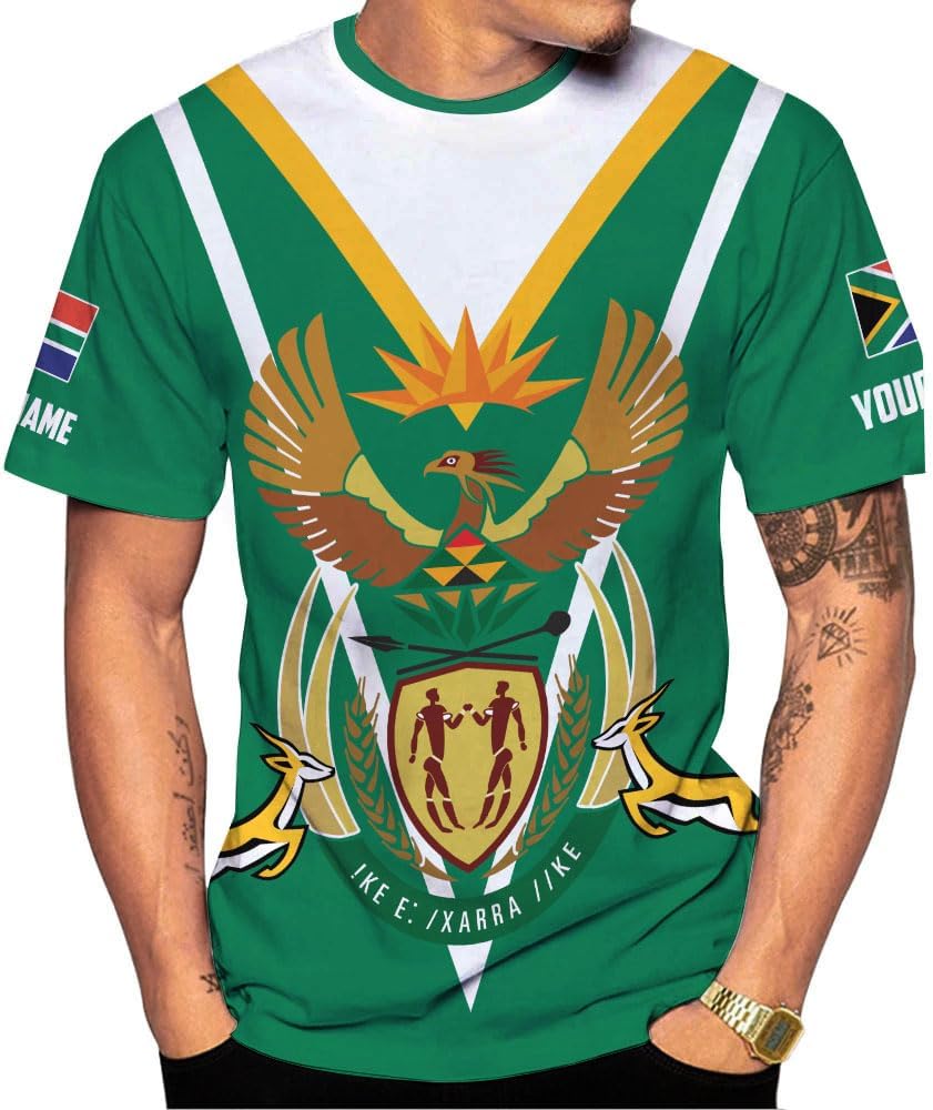 MoonArt Personalized South Africa 3D Shirt, African Pride T-Shirt, South Africa African Flag National Tshirt South African
