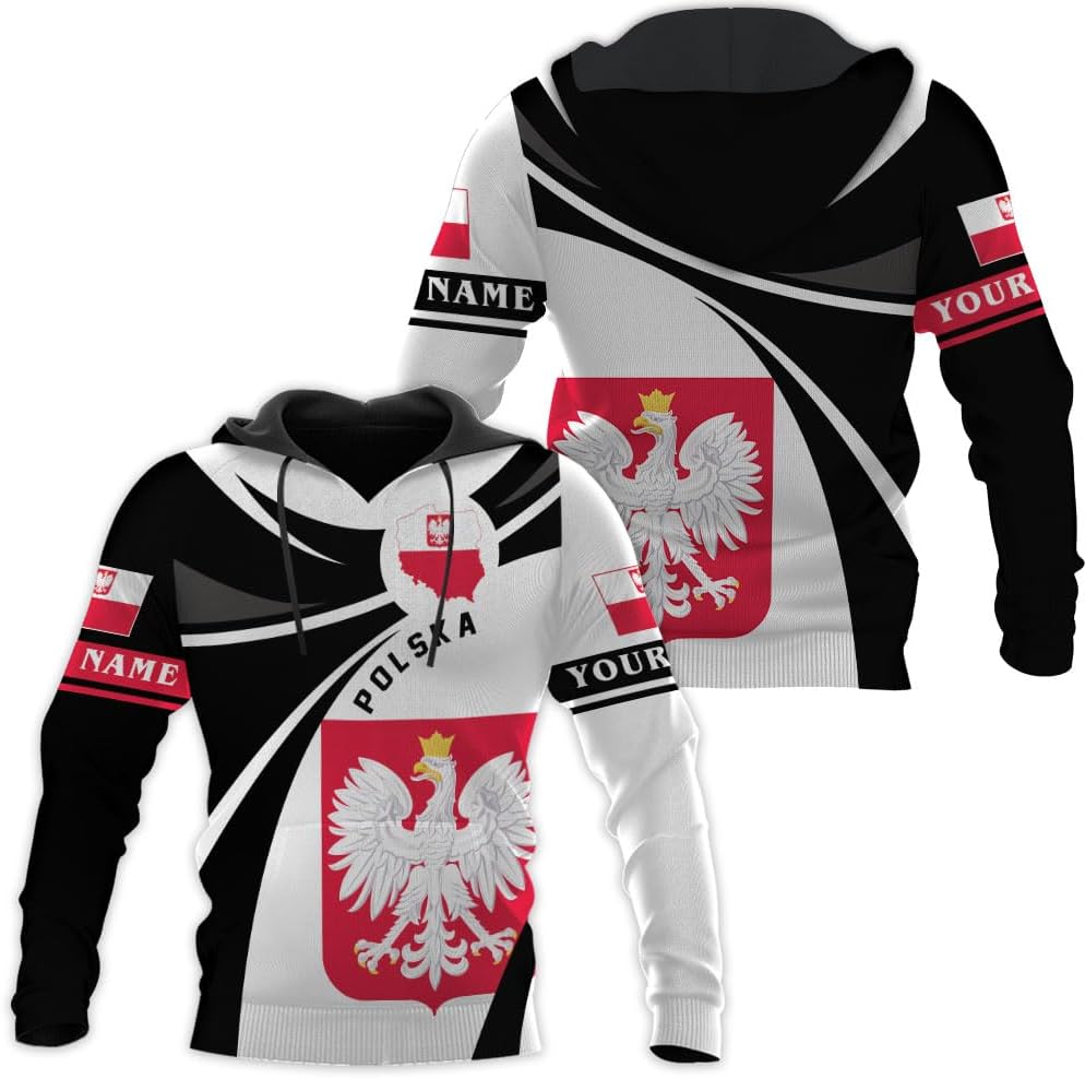 Vybonz Personalized Poland Hoodie Women & Men 3D, Poland Pride Shirt Polish Eagle