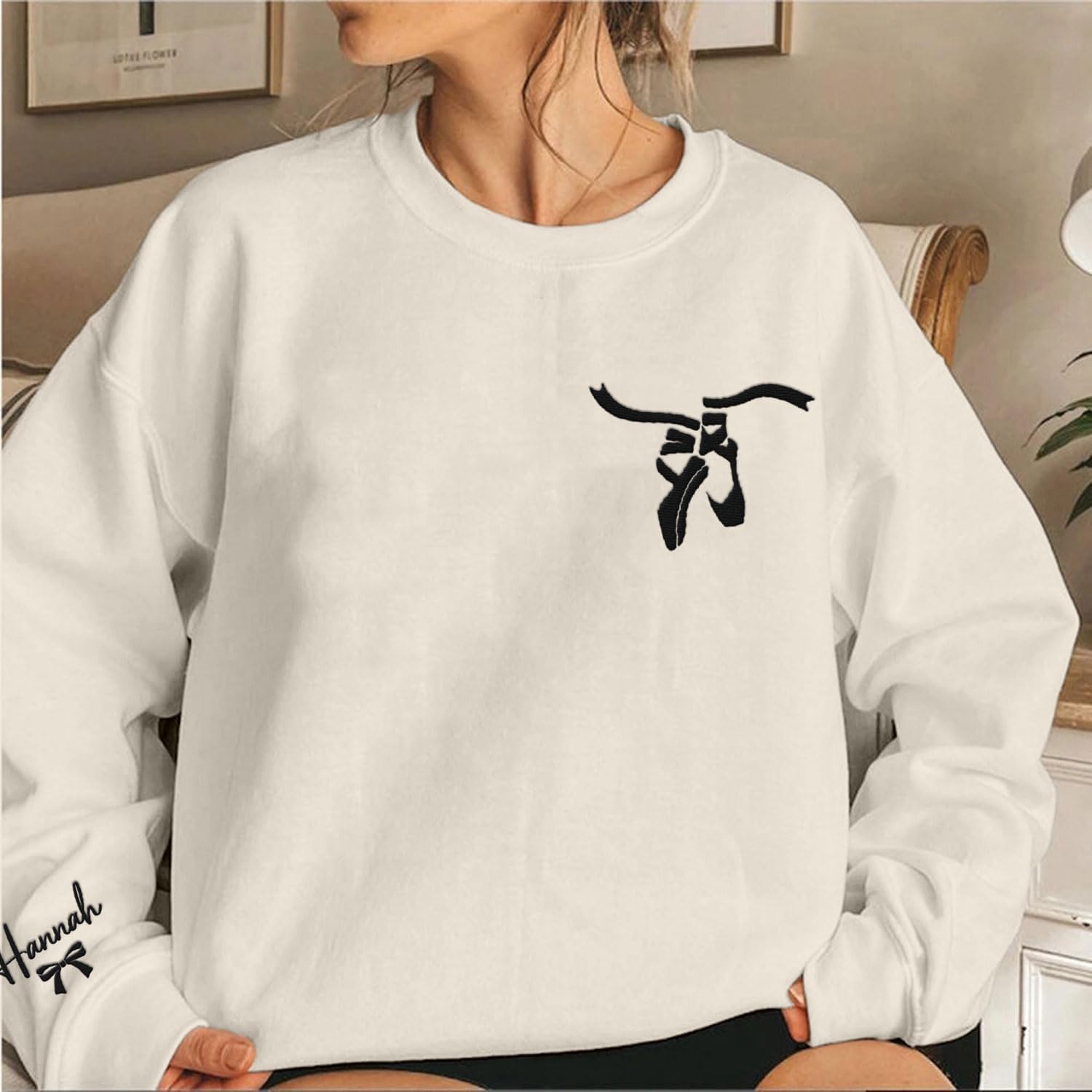Suseaz Personalized Embroidered Ballet Dancing Sweatshirt Ballerina Dancer Pullover Hoodie Dance Girl Heart Beat Hoodie