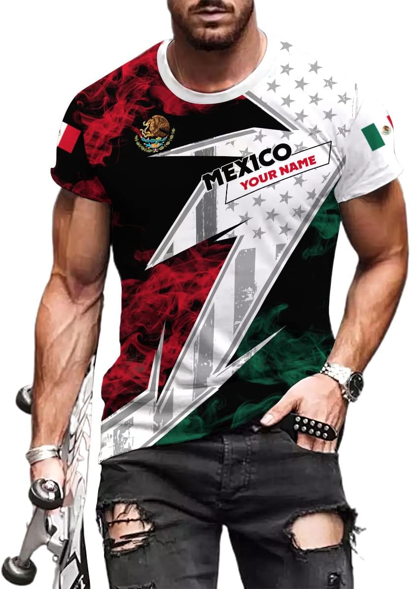 Paniprints Personalized Name Mexican Shirts for Men, Customized Mexico Shirts for Men, Mexico Shirts for Women Mexico Flag