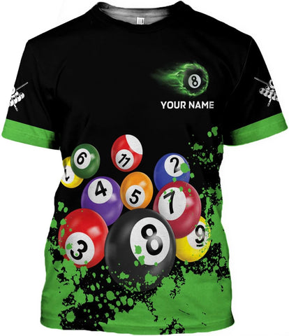 Pretyprints Personalized 3D Billiard Shirt Custom Name Men Women Team Apparel Pool 8 Ball Flag Tshirt Billiards Shirts Gift