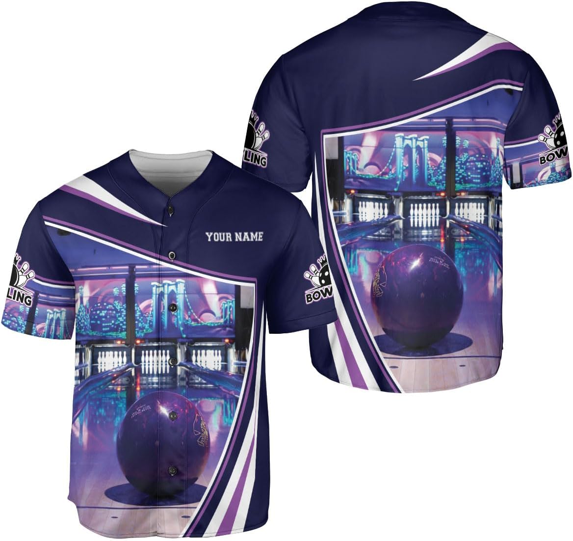 mostprints Personalized Bowling Baseball Jersey Custom Bowling Shirts Bowling Gift Bowling Jersey Bowling Shirt Men Womens