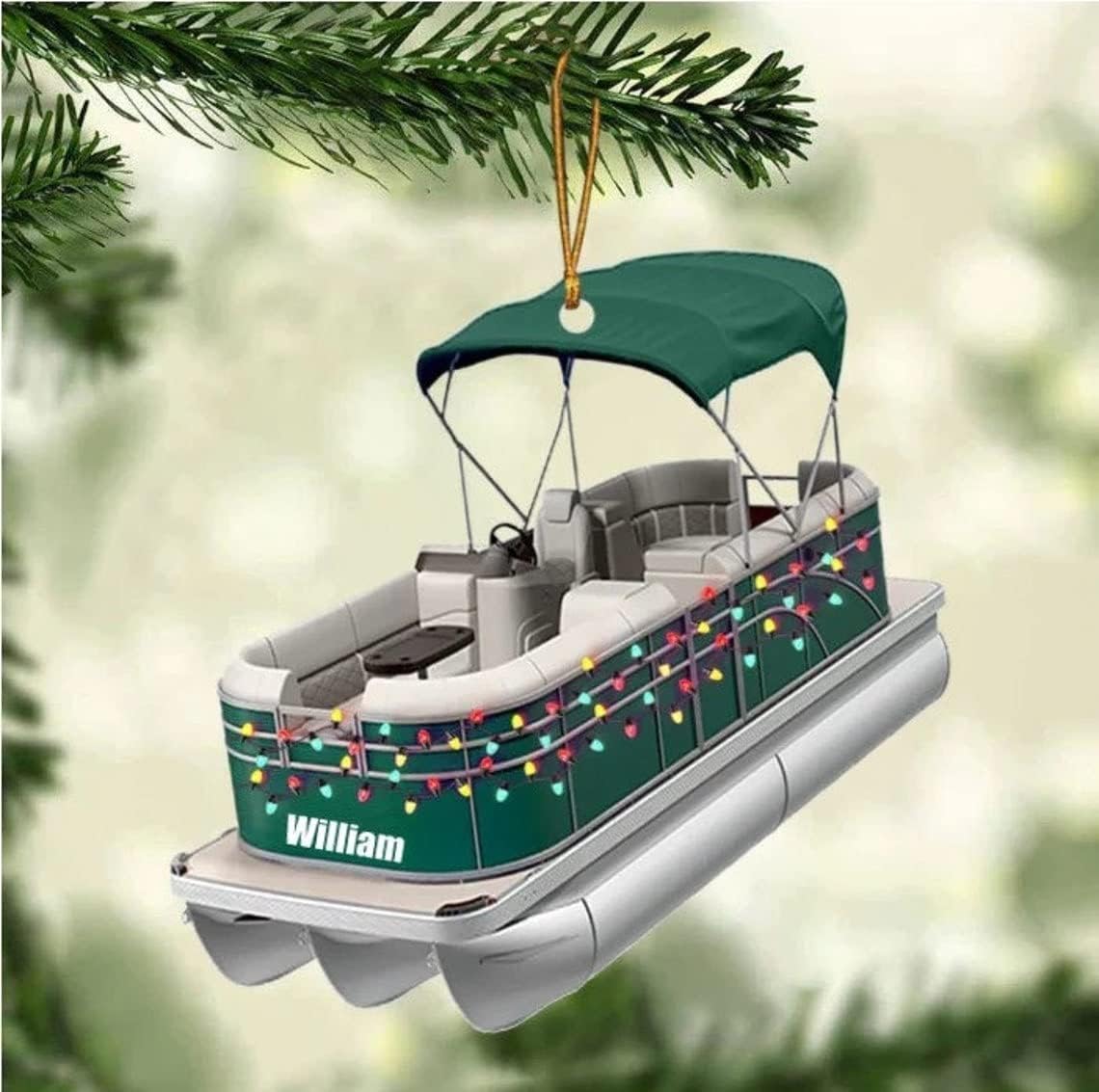 Personalized Pontoon Boat Christmas Ornament, Pontoon Car Ornament, Gift for Bowriders, Wake Boats,Pontoon Lover Gift (Pontoon 7)