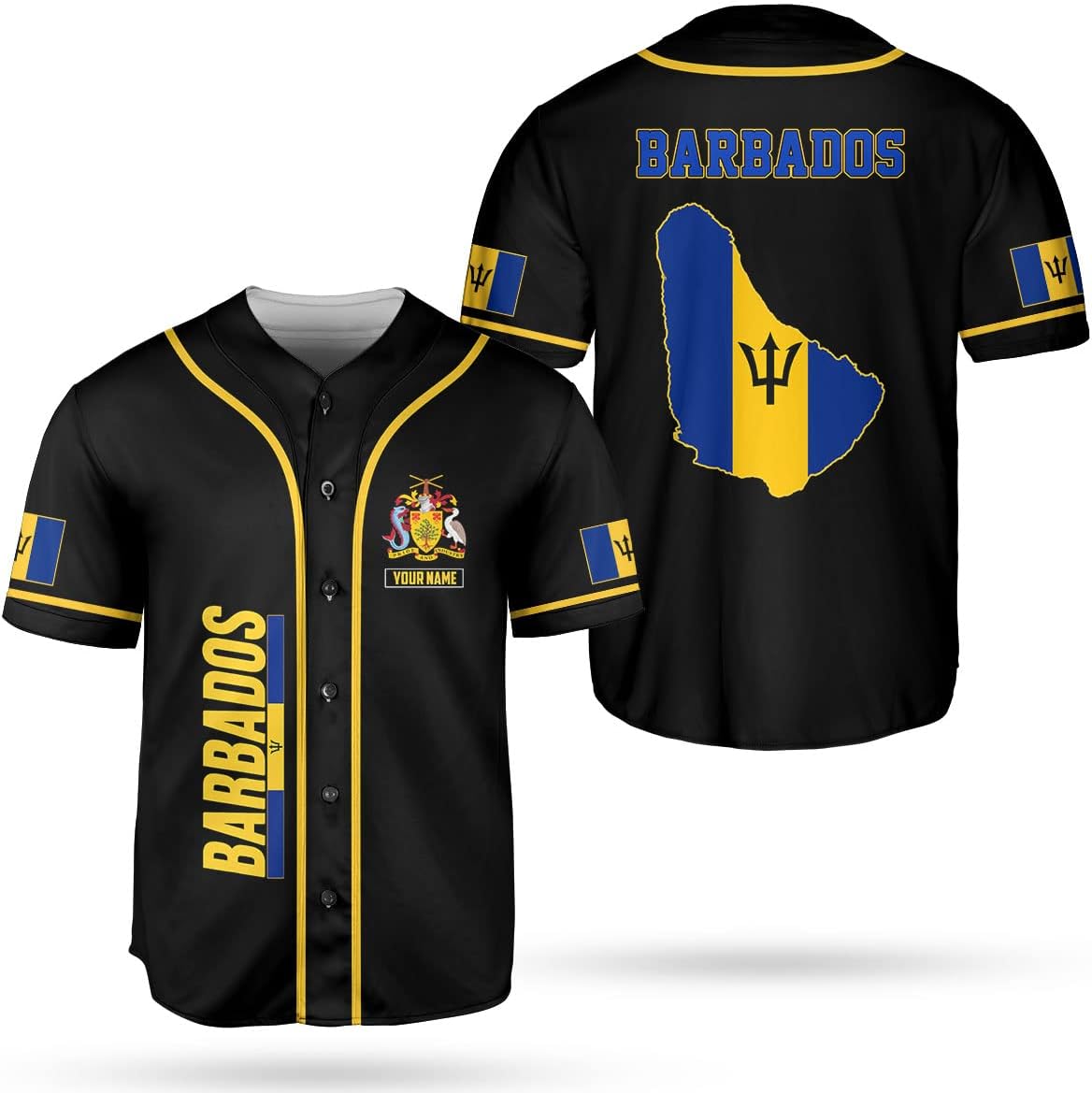 Podagree Personalized Barbados Baseball Jersey Shirt, Bajan Flag Jersey, Barbados Jersey for Men and Women Jersey Bajan