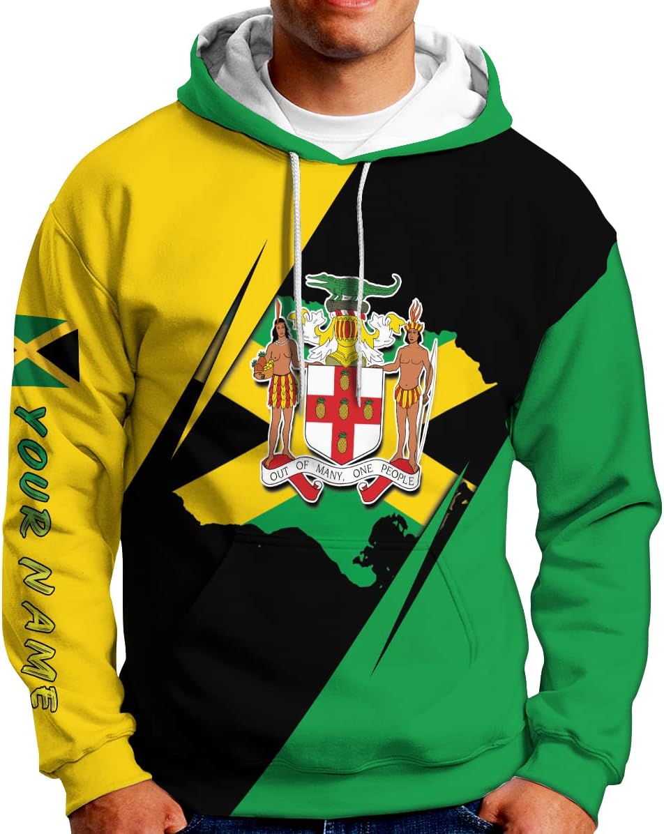 Personalized Jamaica Shirt Custom Jamaica Flag Lion Hoodie for Men and Women, Jamaican Pride Hoodie, Jamaicana Hoodie