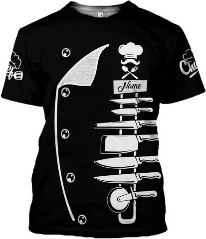 Personalized Chef Shirt Master Chef 3D Shirts Chef Gifts Custom Name Chefs Shirt for Men and Women, Tshirt Chef Utility Shirt