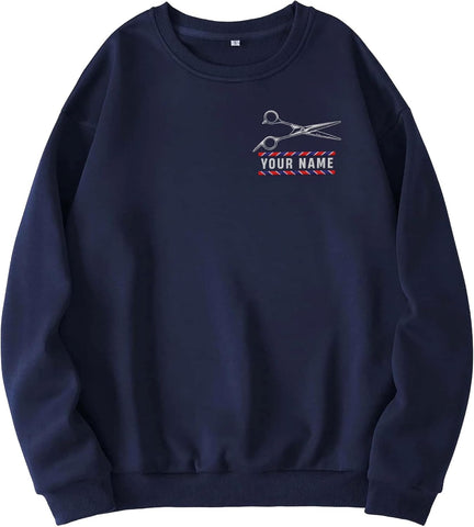Podagree Personalized Embroidered Barber Crewneck Sweatshirt, Hairdresser Hairstylist Barbershop Hoodie, Gifts For A Barber