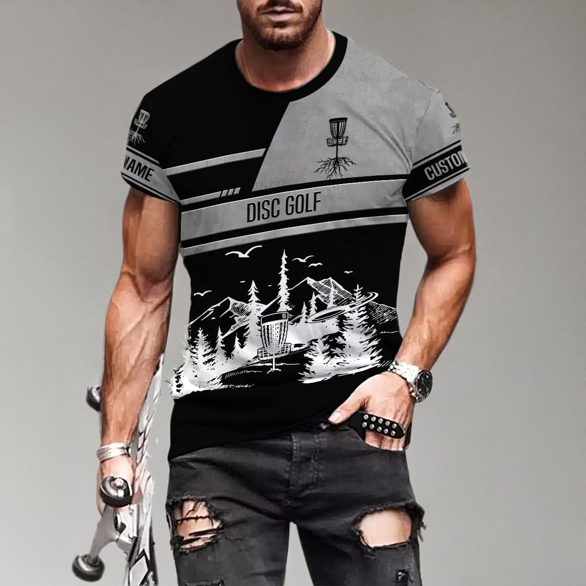 Personalized Disc Golf T-Shirt 3D All Over Printing S-5XL, Disc Golf Shirts for Men, Mens Disc Golf Tee Shirt