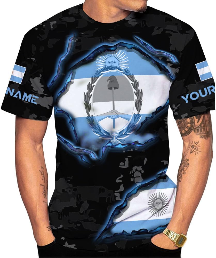 Rivelus Personalized Argentina Shirt 3D, Camisa De Argentina, Argentinian Flag Pride Gift Shirts Argentinian Flag