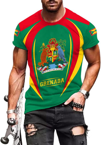 Podagree Personalized Grenada T-Shirt 3D, Proud Grenadan Tshirt, Grenada Flag Grenadian Pride Grenadian Heritage Shirt
