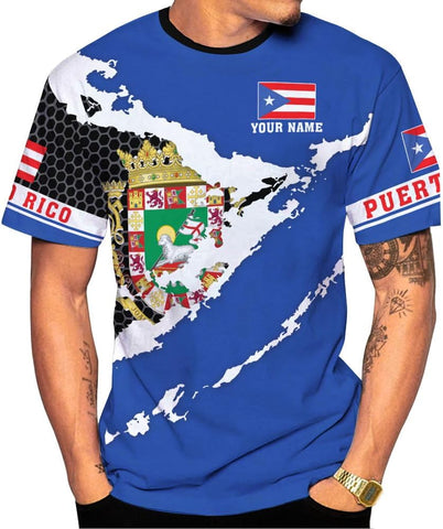 Mostprints Personalized Name Puerto Rico Shirt, Customized Puerto Rico Shirts for Men and Women, Puerto Rico Flag T-Shirt3