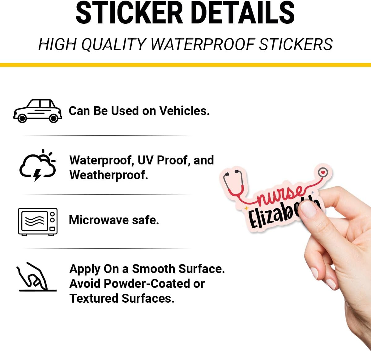Custom Name Nurse Stethoscope Decal, Nursing RN Waterproof Die-Cut Sticker, Nurse Life Medical Stickers, Nursing Medical Emergency Sticker, Stickers for Laptop Water Bottle Phone Car Helmet 3" (RN 1)