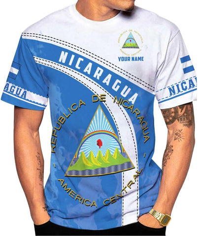 Mostprints Personalized Nicaragua Shirt 3D, Nicaragua Flag Shirts, Nicaraguan Camisas T-Shirt, Unisex Shirts for Men Women