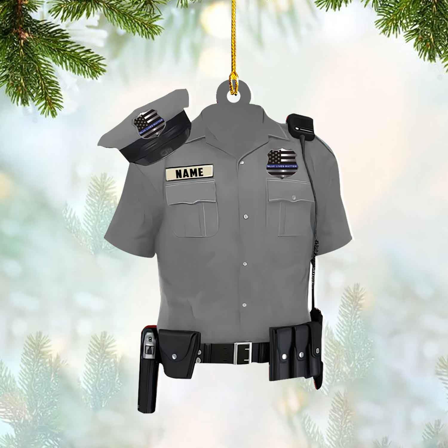 mostprints Personalized Police Ornaments Police Ornament Police Officer Flat Ornament Hanging, Police Gift Thin Blue Line Ornament Christmas Car Hanging Ornament Decorations Custom (Police 4)