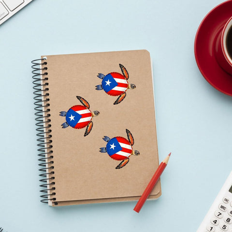 (3Pcs) Puerto Rico Flag Turtle Decal, Sea Turtle Car Decal, Turtle Vinyl Sticker, Puerto Rico Car Sticker, Puerto Rico Accessories - Stickers for Laptop Water Bottle Phone Car Window Helmet 3"