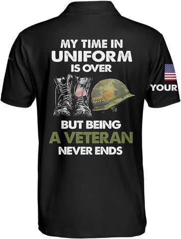 Veteran Polo Shirt for Men Custom US Army Polo Shirts Military Veterans Pride American Flag Gifts Memorial Day Army Shirts