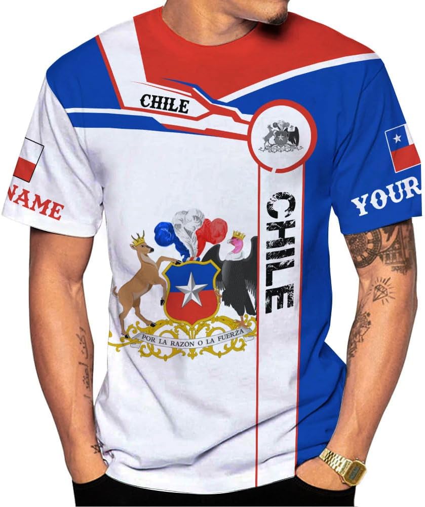 Personalized Name Chile Shirts for Men and Women, Chile Chilean Flag Pride Gift T-Shirt, Chilean Map and Flag