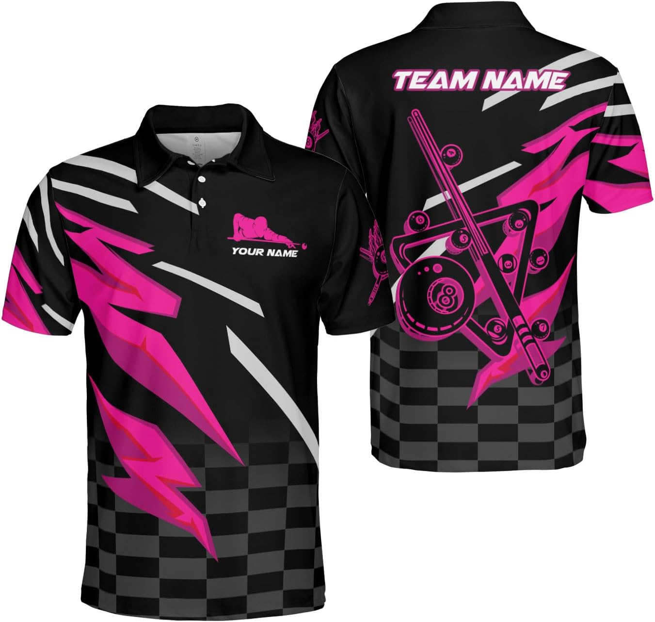 Custom Billiard Polo Shirts for Men Women Personalized Name Team 8 Ball Shirt Billiards Apparel Pool 3D Tshirts Gifts Players