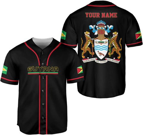 Leeprints Personalized Guyana Baseball Jersey Shirt, GuyaneseFlag Jersey, Guyana Guyanese Pride Jersey for Men and Women