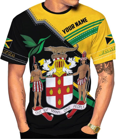 Mostprints Personalized Jamaica Shirt 3D, Custom Jamaica Flag Lion Shirt for Men and Women, Jamaican Pride T-Shirt Unisex