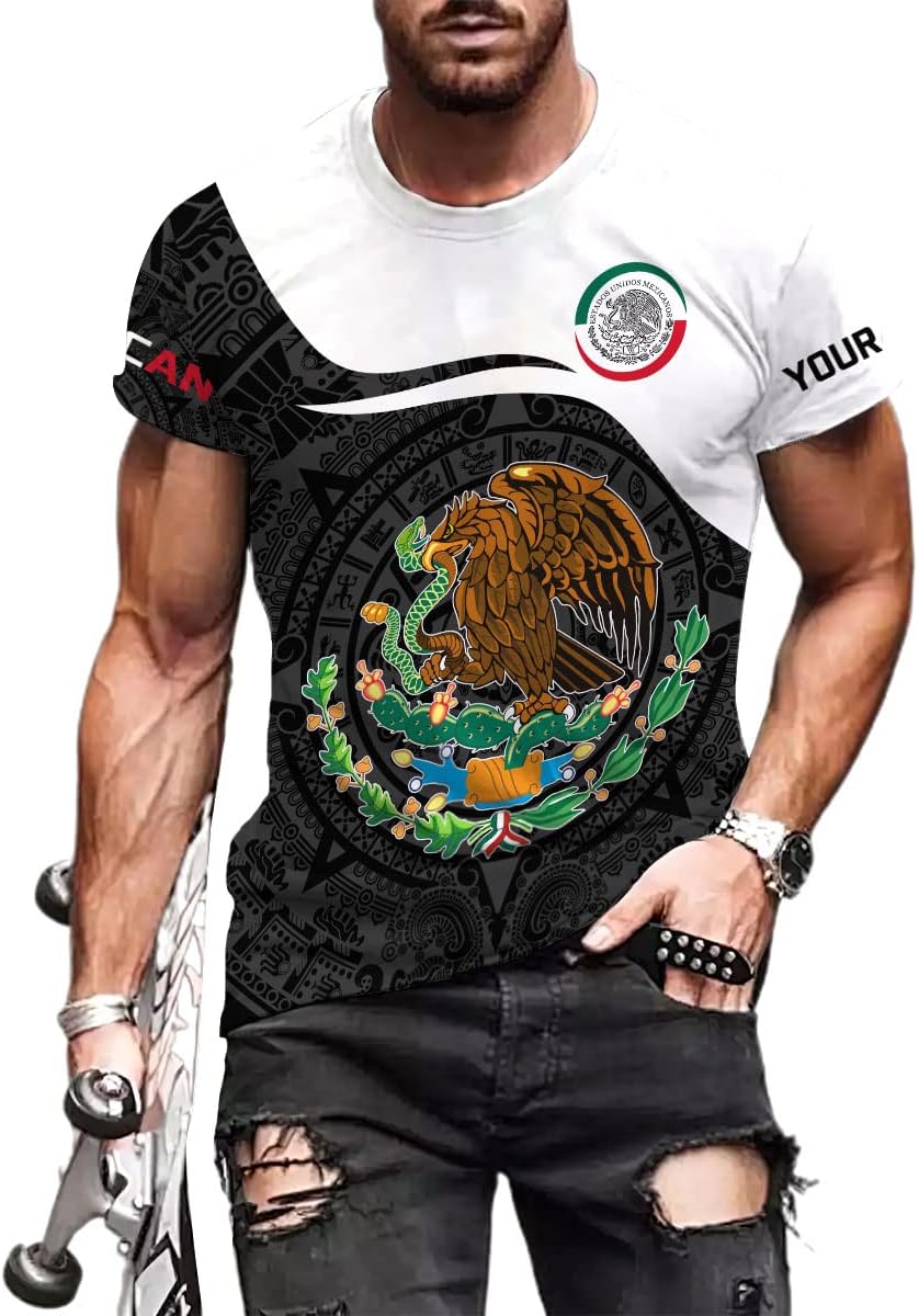 Personalized Name Mexican Shirts for Men, Customized Mexico Shirts for Men, Mexico Shirts for Women Mexico Shirt Eagle Flag