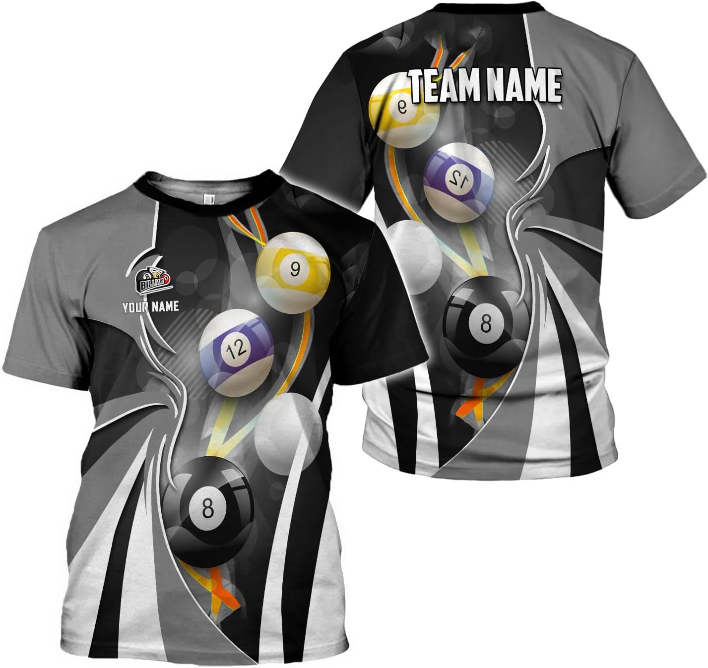 Ligthuy Personalized Name Billiard Shirts 3D, Billiards Shirt 8 Ball Billiard Shirt Custom Men's Pool Men Women1