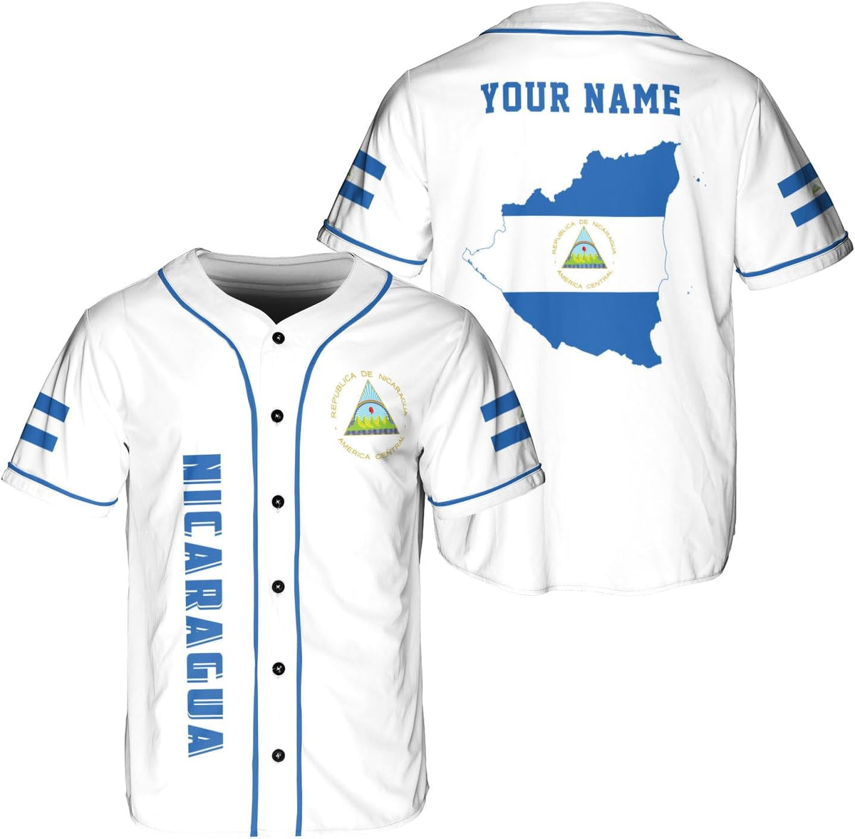 Podagree Personalized Nicaragua Baseball Jersey Shirt Name Nicaraguan Baseball Jersey for Men & Women Nicaraguan Camisas