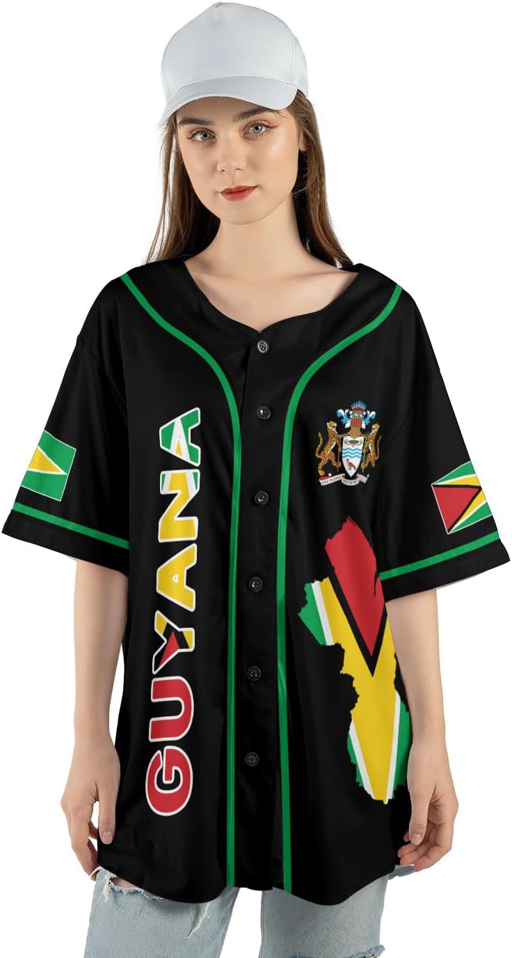 Custom Guyana Baseball Jersey Shirts Guyanese Guyana Flag Jersey Guyanese Flag Jerseys Guyana Guyanese Pride Gift Men Women