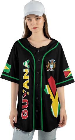 Custom Guyana Baseball Jersey Shirts Guyanese Guyana Flag Jersey Guyanese Flag Jerseys Guyana Guyanese Pride Gift Men Women