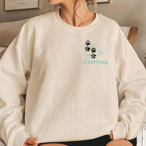 Personalized Veterinarian Embroidered Sweatshirt, Custom Vet Tech Shirt, Veterinary Technician Week Gifts, Veterinary Gifts