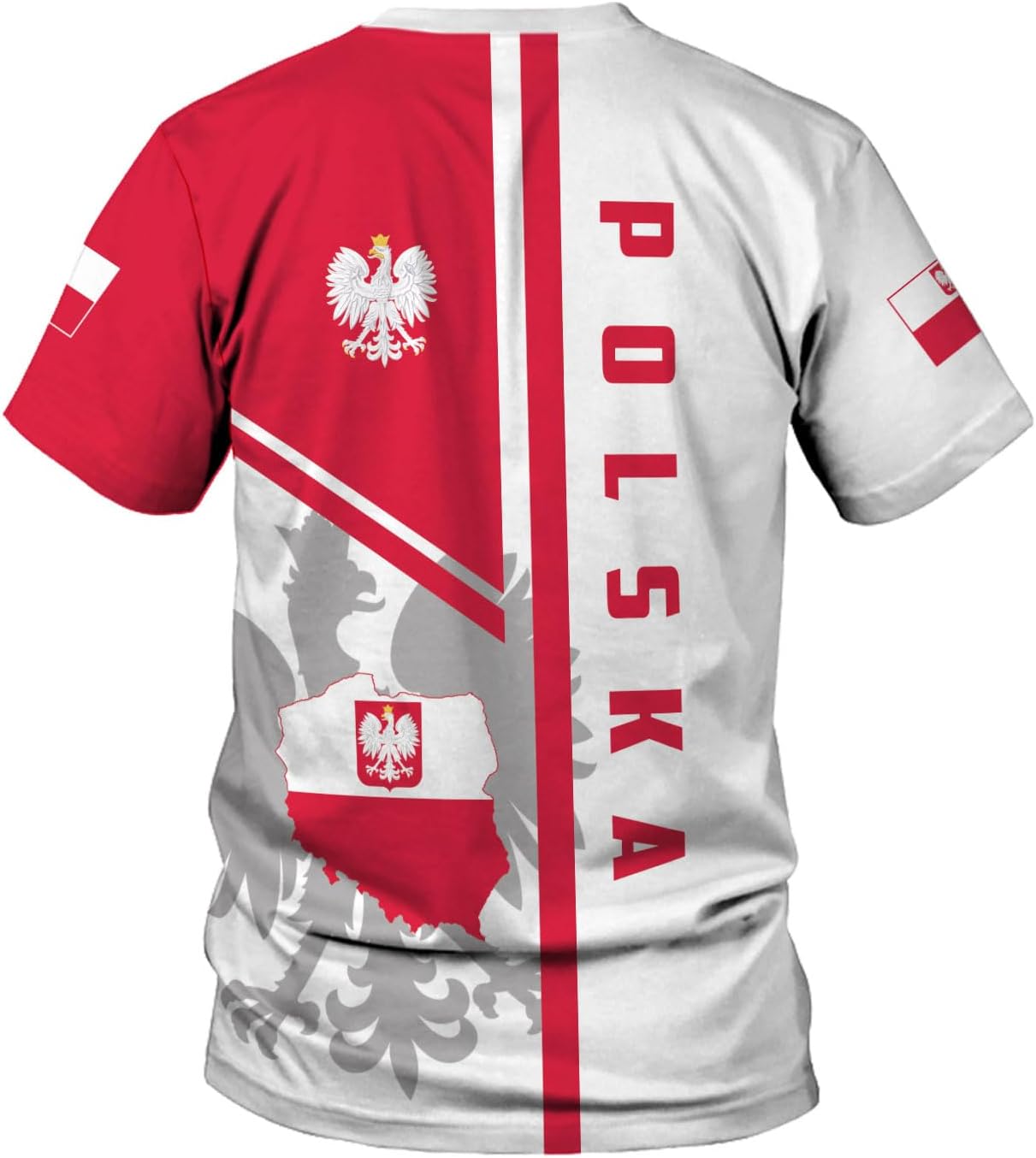 MoonArt Personalized Name Poland Shirt 3D, Poland Pride Shirts, Retro-Feel Polish Eagle Polska Unisex T-Shirt Polish Eagle