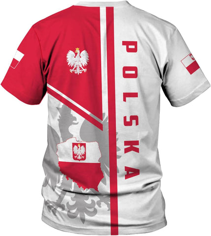 MoonArt Personalized Name Poland Shirt 3D, Poland Pride Shirts, Retro-Feel Polish Eagle Polska Unisex T-Shirt Polish Eagle