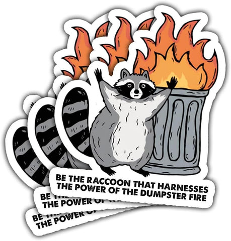 3PCS The Raccoon That Harnesses The Power of The Dumpster Fire 3" Sticker, Funny Embrace The Chaos Sticker Dumpster Fire Raccoon Stickers Truck Car Decal for Laptop Water Bottle Toolbox Phone Case