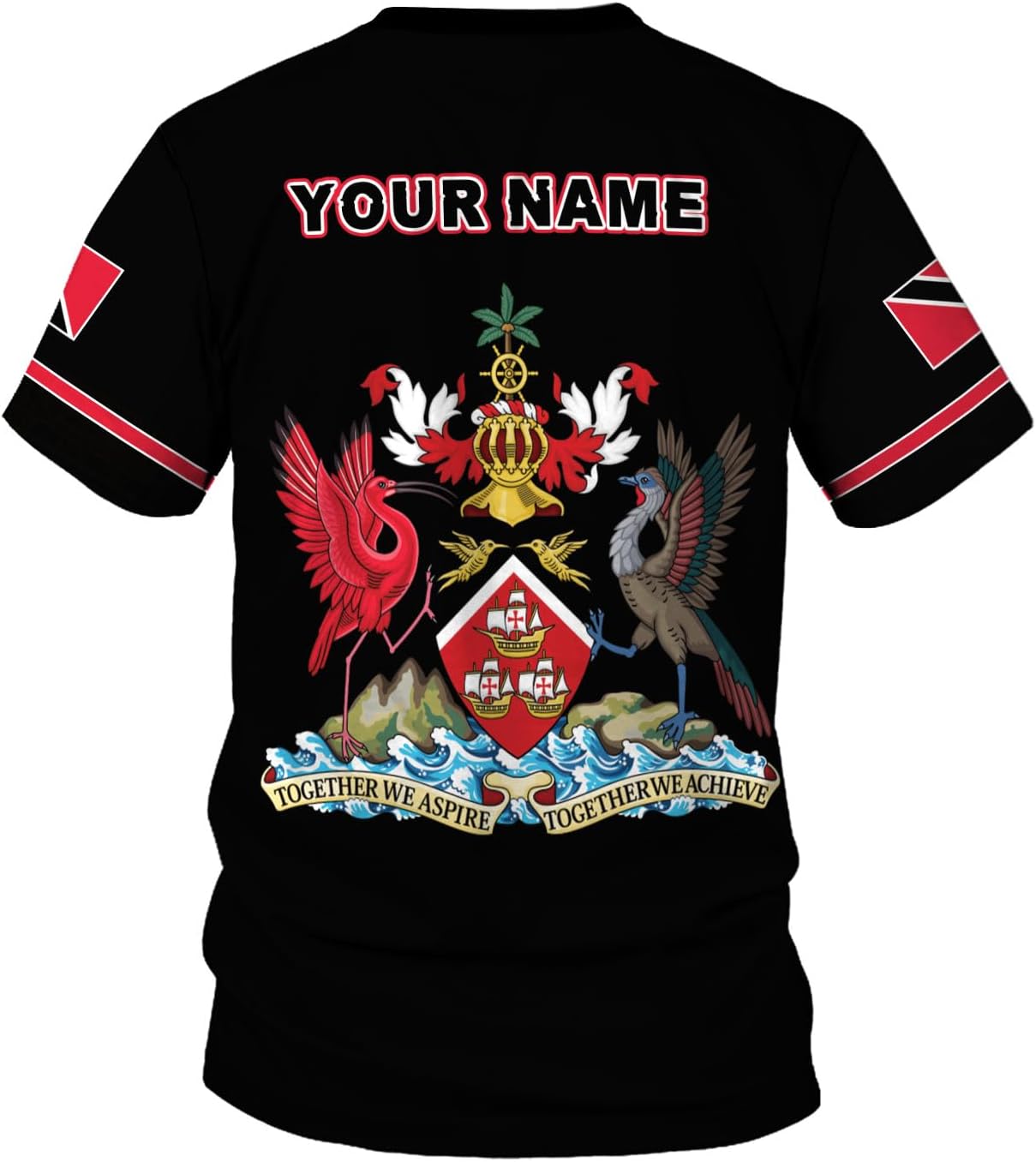 MoonArt Personalized Trinidad & Tobago Shirts Trinidad and Tobago Coat of Arms Flag 3D Shirts Trinidad Pride Gift