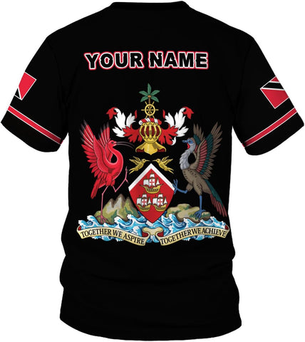 MoonArt Personalized Trinidad & Tobago Shirts Trinidad and Tobago Coat of Arms Flag 3D Shirts Trinidad Pride Gift