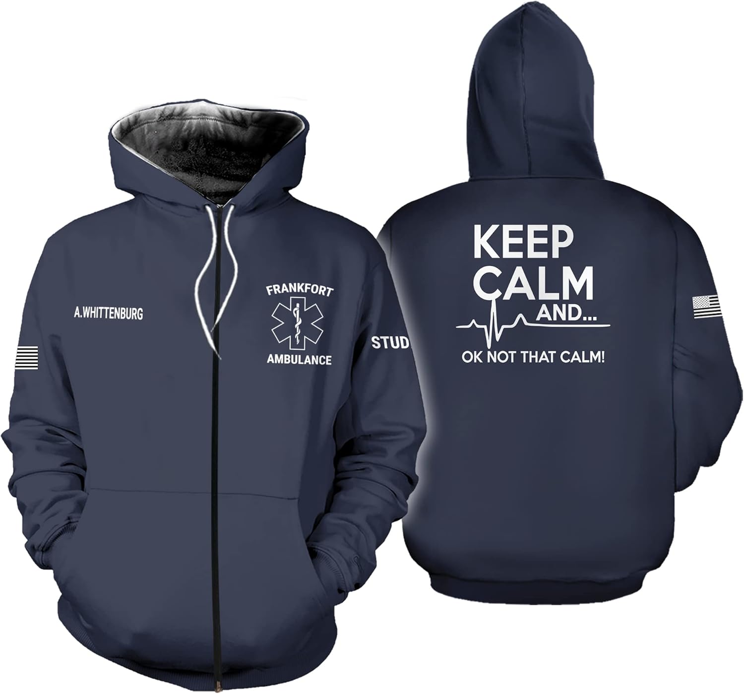 Vybonz Customize Name EMS EMT Hoodie For Men And Women All Over Printed Sportwear T Shirt, Zip Up Hoodie, Sweatshirt