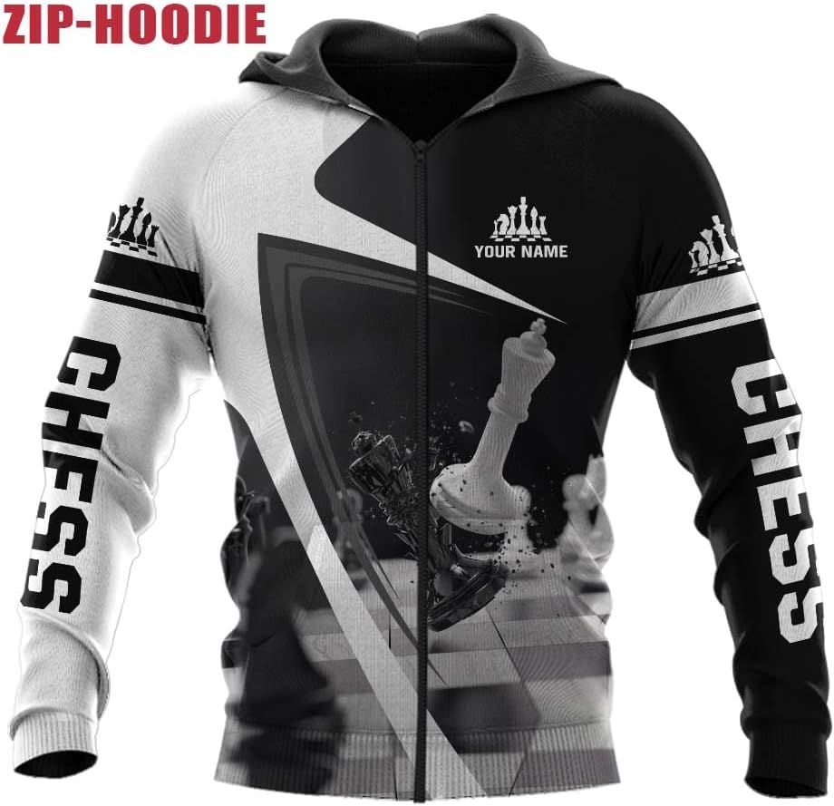 Leprints Personalized Chess 3D Shirt, Custom Name Chess 3D TShirt Hoodie Sweater for Men, Women, Chess Lover, USA Chess