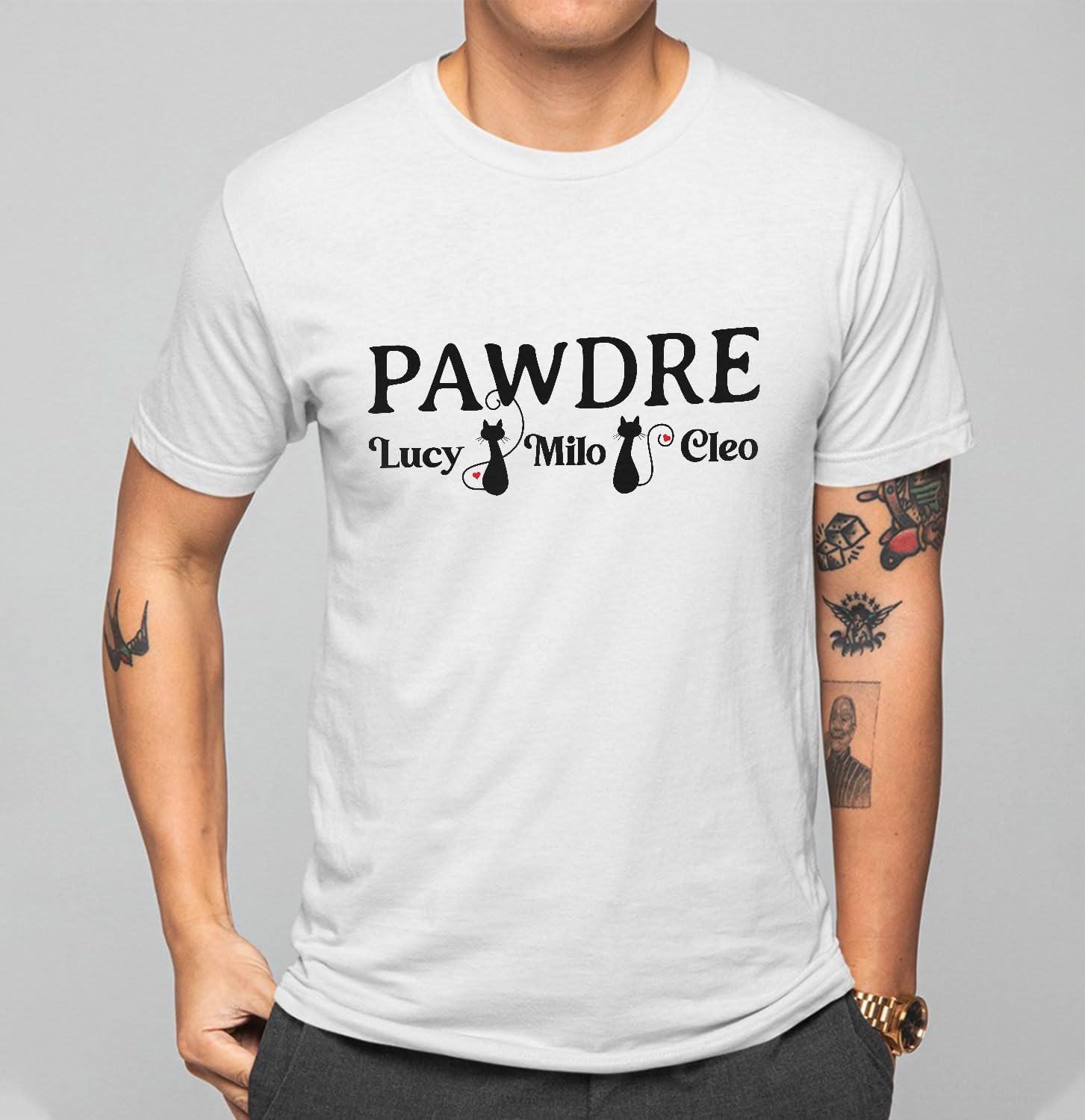 Personalized Best Cat Dad Ever Shirt, Cat Daddy Fathers Day Custom Photo Funny Custom Cat Dad Shirt with Pet Names (Cotton, TS73)