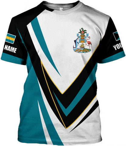 Personalized Bahamas Shirt 3D Custom Bahamas Flag Shirt for Men and Women Bahamas Pride Shirt