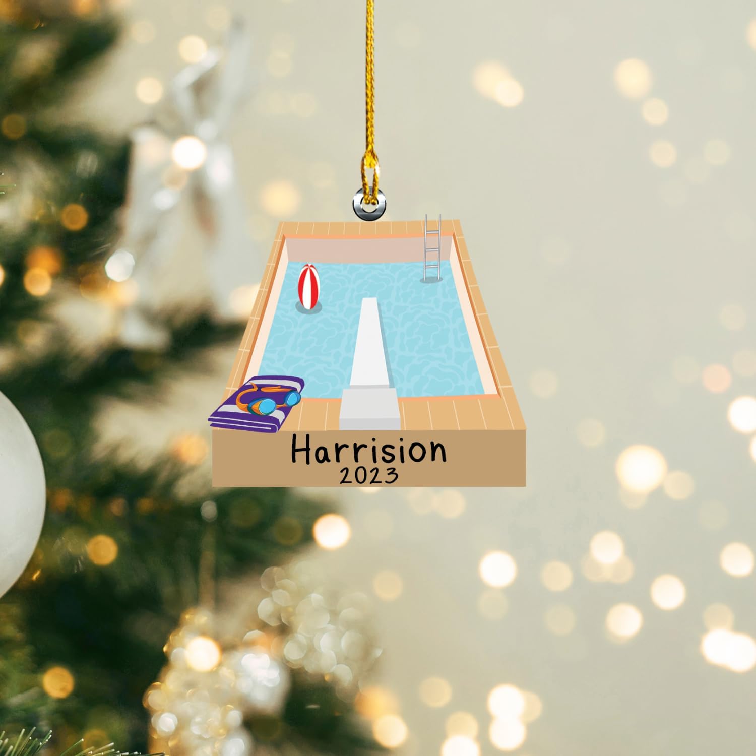 Suseaz Swimming Swimmer Ornament, Personalized Swimming Xmas Ornament Gifts for Men Women Swimmer, Custom Name Swimming Player Ornament, Swimmer Lover Ornament (Style 4)