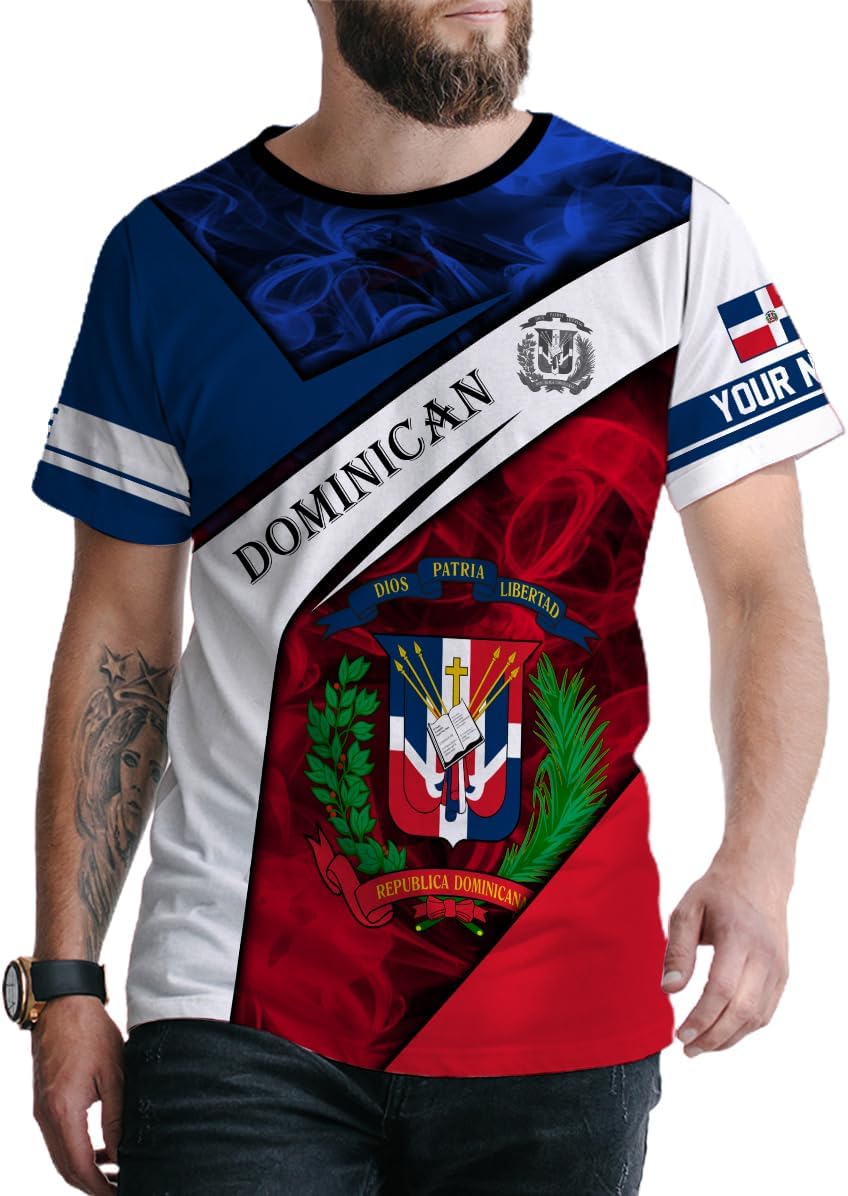 Custom Dominican Republic 3D Shirts for Men Dominicana Flag Shirts Dominican Flag Tshirt Dominican Independence Day