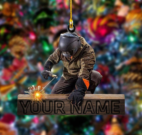 HomeDesign Personalized Welder Ornament, Custom Welder Ornaments Welding Ornaments Flat Two Sided Hanging Plastic Ornaments Welder Gift Christmas Ornament Hanging Decorations Ornament (Style 1)