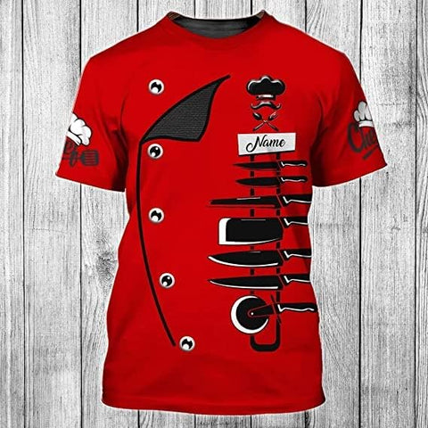 Personalized Chef Shirt Master Chef 3D Shirts Chef Gifts Custom Name Chefs Shirt for Men and Women, Tshirt Chef Utility Shirt
