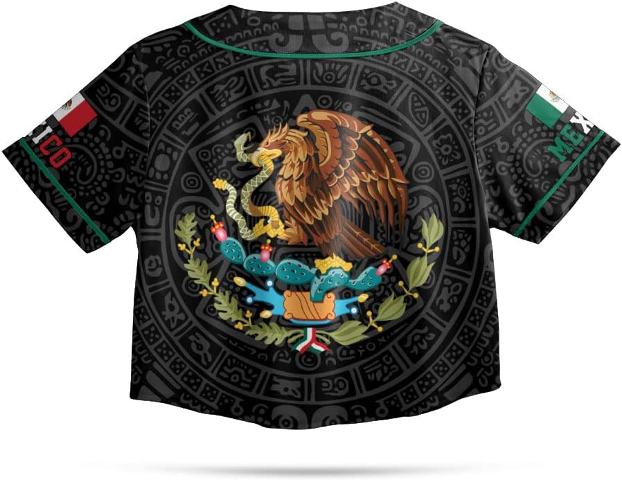 Personalized Name Mexico Crop Top Baseball Jersey Shirt, Mexican Jersey for Women, Jersey Mexico Shirt 3D Gifts (BJ76)