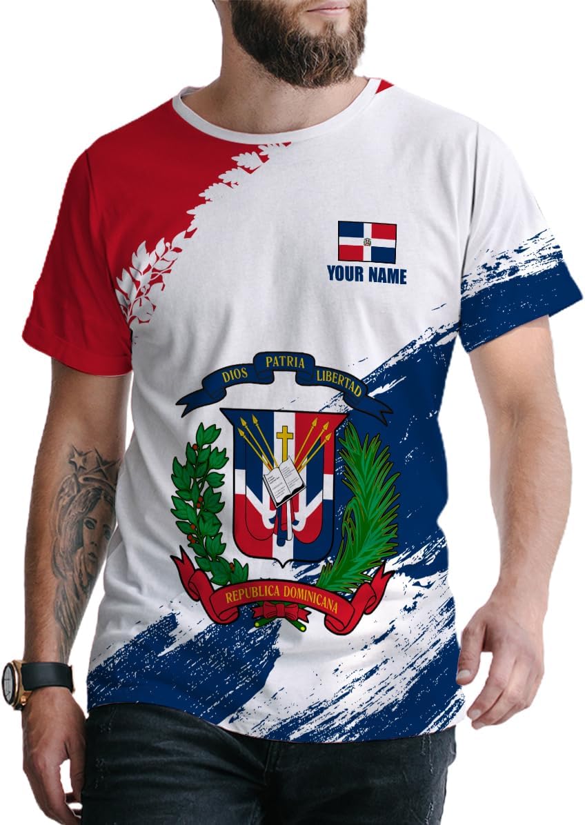 Custom Dominican Republic 3D Shirts for Men Dominicana Flag Shirts Dominican Flag Tshirt Dominican Independence Day