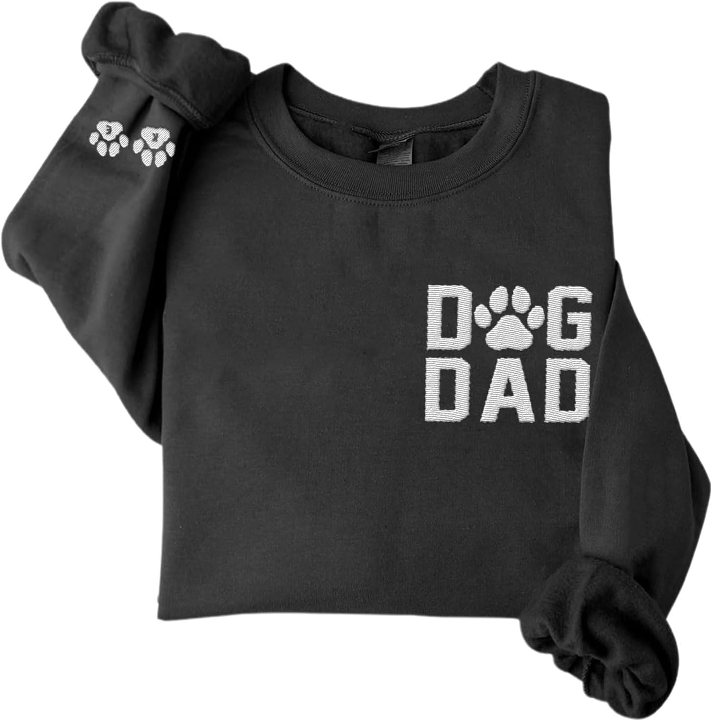 Personalized Embroidered Dog Dad Crewneck Sweatshirt, Custom Dog Dad Sweatshirt, Proud Dog Dad Shirts Gift for Men (Cotton + Polyester, SS4)