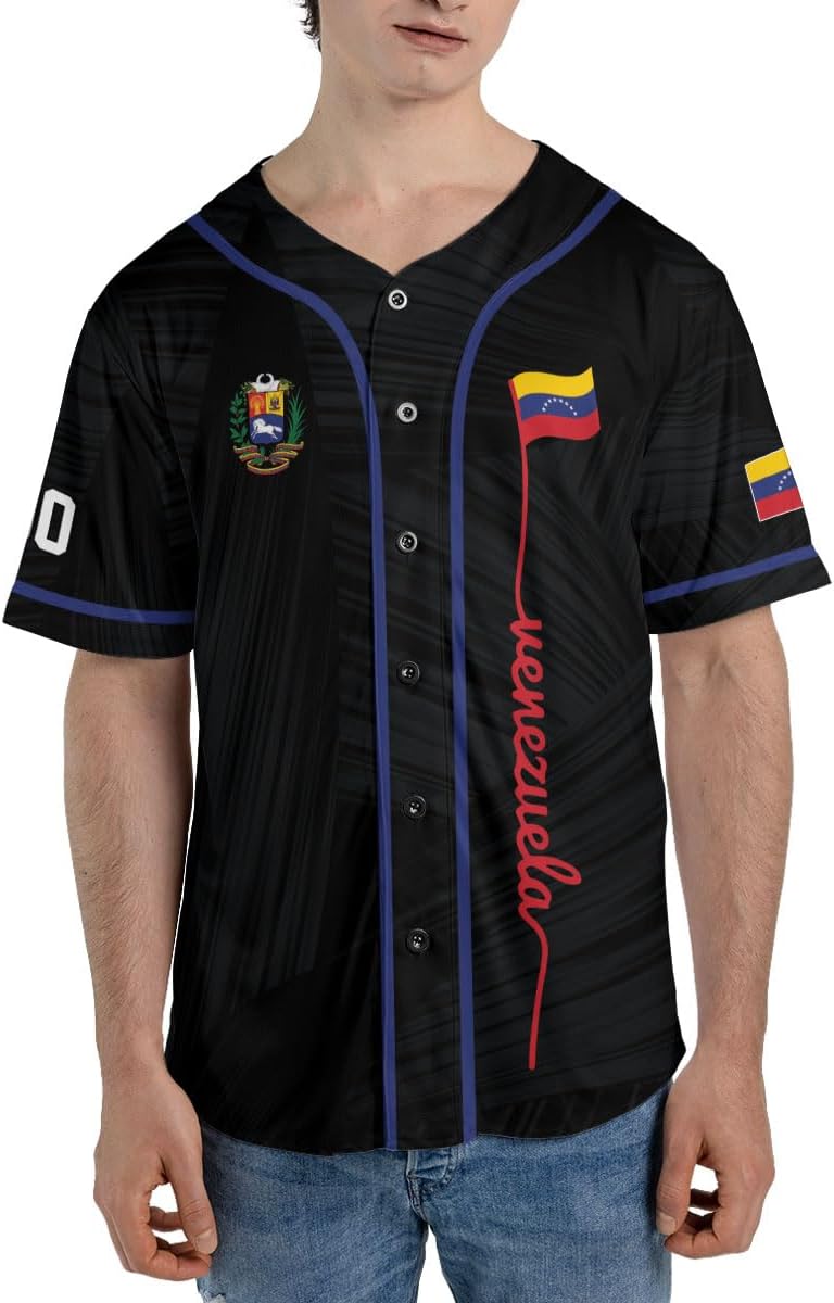 Custom Venezuela Jerseys for Men Venezuela Flag T-Shirt Venezuela Coat of Arms Shirt Venezuelan Pride Venezuela Flag Jerseys
