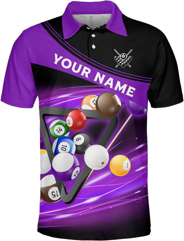 Pretyprints Personalized Billiard Polo Shirt Shirts Men Women Custom Name 3D Team Apparel Gift 8 Ball Pool S-5XL